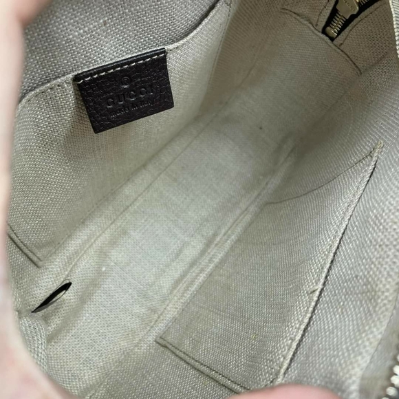 100% Authentic GUCCI Webby Bee Brown&Red&Green Cloth Shoulder Bag - Picture 12 of 15